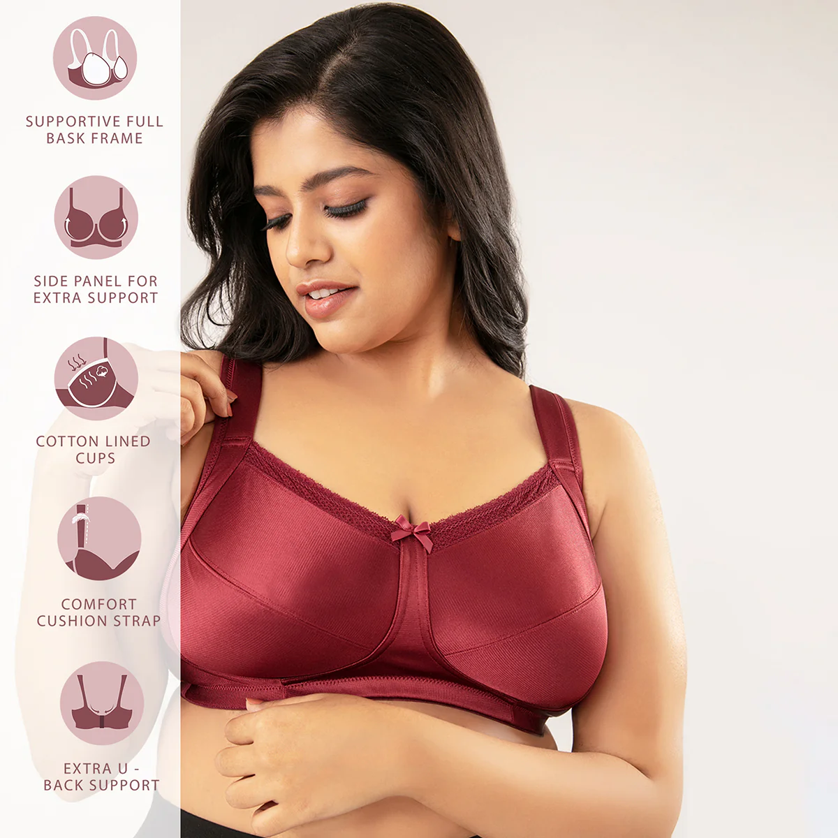 Lift Me Up Bra-NYB042-Maroon - Image 3