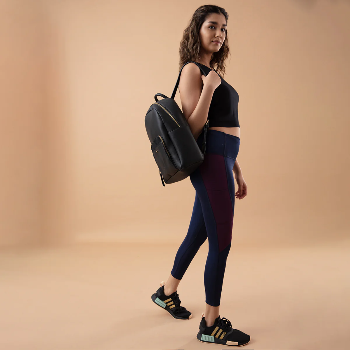 Nykd All Day High rise Color Block Breathable Leggings-NYK029-Peacoat+Potent Purple - Image 4