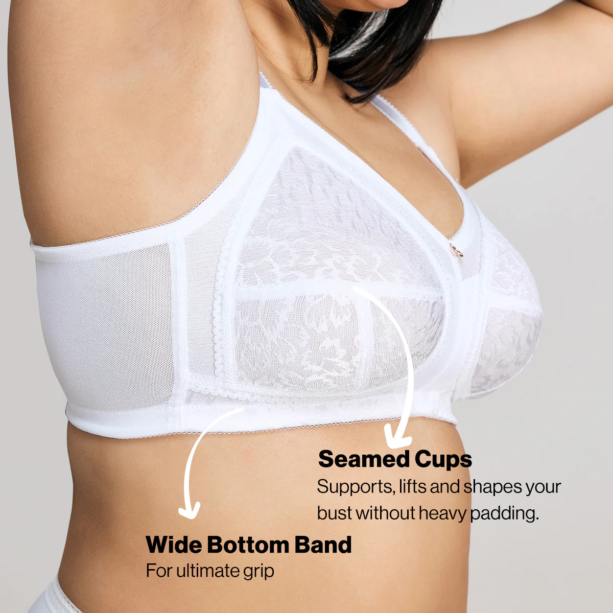 Nykd By Nykaa Ultimate No Bulge, Shape & Support Non Padded Non Wired Lace Bra NYB033 White - Image 4