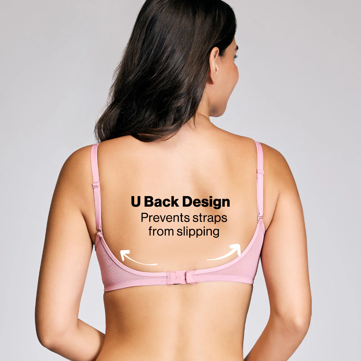 Nykd By Nykaa Iconic Cotton Low Back Padded Non-Wired 3/4th Coverage T-shirt Bra NYB252 Blush - Image 5