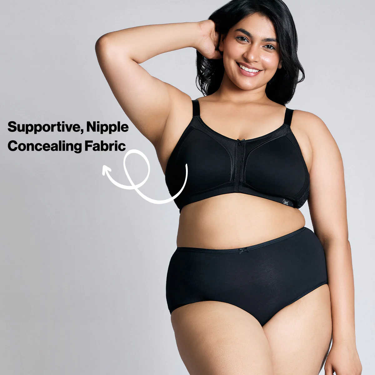 Nykd By Nykaa Everyday Cotton M-Frame Bounce Control Non-Padded Non-Wired Bra NYB101 Black - Image 7