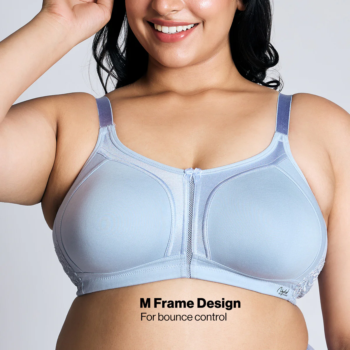 Nykd By Nykaa Everyday Cotton M-Frame Bounce Control Non-Padded Non-Wired Bra NYB101 China Blue - Image 3