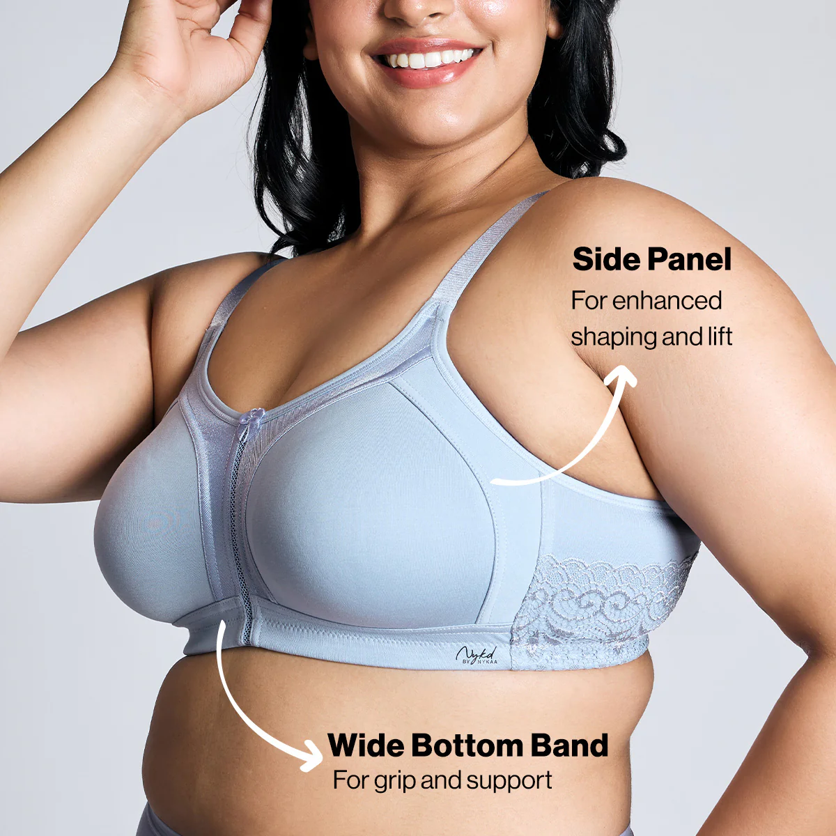 Nykd By Nykaa Everyday Cotton M-Frame Bounce Control Non-Padded Non-Wired Bra NYB101 China Blue - Image 5