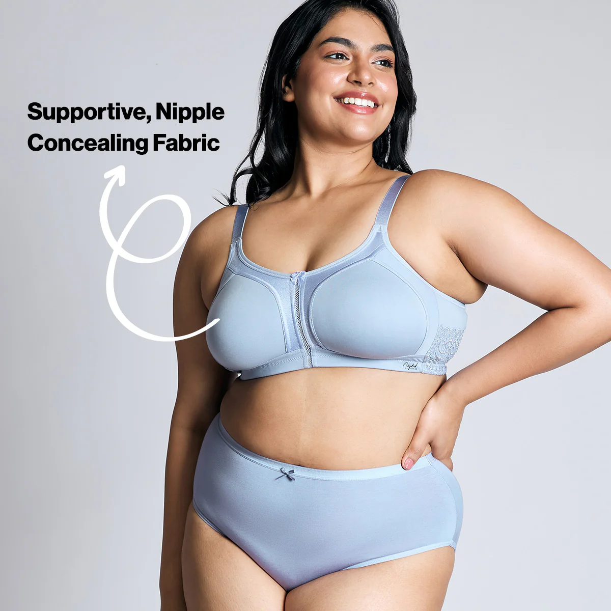 Nykd By Nykaa Everyday Cotton M-Frame Bounce Control Non-Padded Non-Wired Bra NYB101 China Blue - Image 8