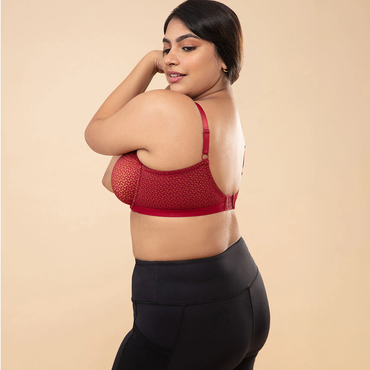 Textured Lace Non Padded Wired Bra NYB140-Red - Image 7